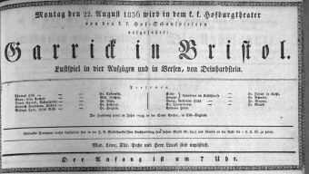 Theaterzettel (Oper und Burgtheater in Wien) 18360822 Seite: 1