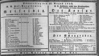 Theaterzettel (Oper und Burgtheater in Wien) 18360825 Seite: 1
