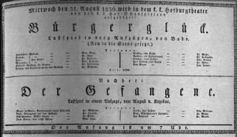 Theaterzettel (Oper und Burgtheater in Wien) 18360831 Seite: 1