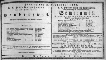 Theaterzettel (Oper und Burgtheater in Wien) 18360916 Seite: 1