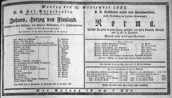 Theaterzettel (Oper und Burgtheater in Wien) 18360919 Seite: 1