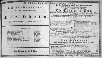 Theaterzettel (Oper und Burgtheater in Wien) 18360920 Seite: 1