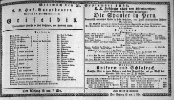 Theaterzettel (Oper und Burgtheater in Wien) 18360921 Seite: 1