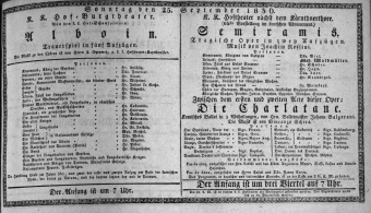 Theaterzettel (Oper und Burgtheater in Wien) 18360925 Seite: 1