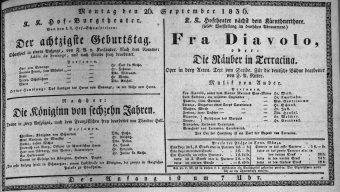 Theaterzettel (Oper und Burgtheater in Wien) 18360926 Seite: 1