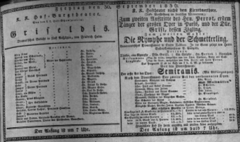 Theaterzettel (Oper und Burgtheater in Wien) 18360930 Seite: 1