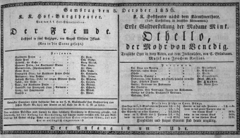 Theaterzettel (Oper und Burgtheater in Wien) 18361008 Seite: 1