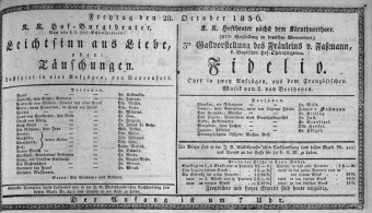 Theaterzettel (Oper und Burgtheater in Wien) 18361028 Seite: 1