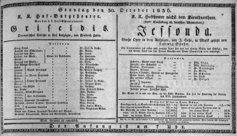 Theaterzettel (Oper und Burgtheater in Wien) 18361030 Seite: 1