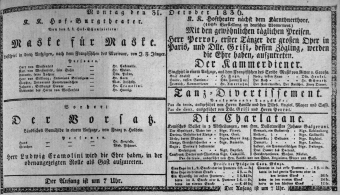Theaterzettel (Oper und Burgtheater in Wien) 18361031 Seite: 1