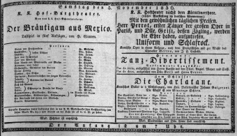 Theaterzettel (Oper und Burgtheater in Wien) 18361105 Seite: 1
