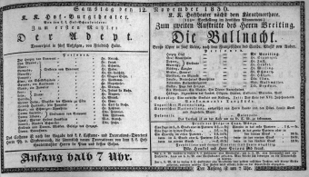 Theaterzettel (Oper und Burgtheater in Wien) 18361112 Seite: 1