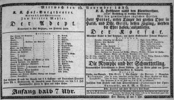 Theaterzettel (Oper und Burgtheater in Wien) 18361116 Seite: 1