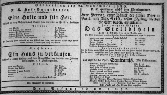 Theaterzettel (Oper und Burgtheater in Wien) 18361124 Seite: 1