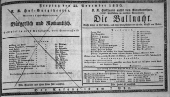 Theaterzettel (Oper und Burgtheater in Wien) 18361125 Seite: 1