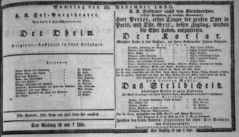 Theaterzettel (Oper und Burgtheater in Wien) 18361126 Seite: 1