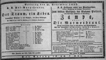 Theaterzettel (Oper und Burgtheater in Wien) 18361127 Seite: 1