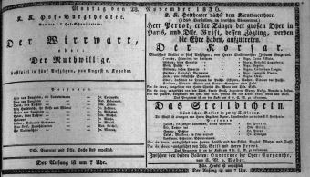 Theaterzettel (Oper und Burgtheater in Wien) 18361128 Seite: 1