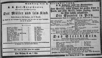Theaterzettel (Oper und Burgtheater in Wien) 18361203 Seite: 1