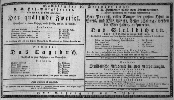 Theaterzettel (Oper und Burgtheater in Wien) 18361210 Seite: 1