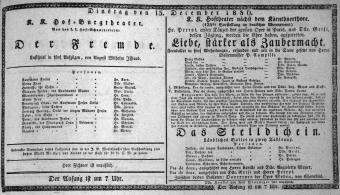 Theaterzettel (Oper und Burgtheater in Wien) 18361213 Seite: 1