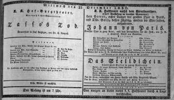 Theaterzettel (Oper und Burgtheater in Wien) 18361221 Seite: 1