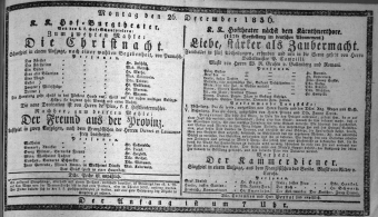 Theaterzettel (Oper und Burgtheater in Wien) 18361226 Seite: 1