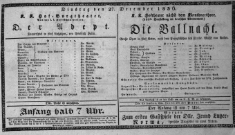 Theaterzettel (Oper und Burgtheater in Wien) 18361227 Seite: 1