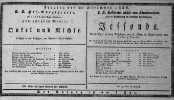 Theaterzettel (Oper und Burgtheater in Wien) 18361230 Seite: 1