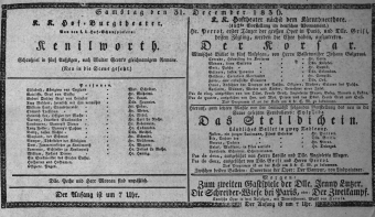 Theaterzettel (Oper und Burgtheater in Wien) 18361231 Seite: 1