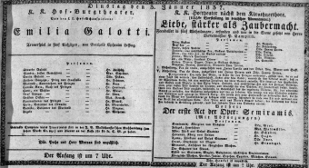 Theaterzettel (Oper und Burgtheater in Wien) 18370103 Seite: 1