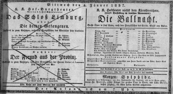 Theaterzettel (Oper und Burgtheater in Wien) 18370104 Seite: 1