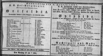 Theaterzettel (Oper und Burgtheater in Wien) 18370105 Seite: 1
