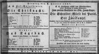 Theaterzettel (Oper und Burgtheater in Wien) 18370106 Seite: 1