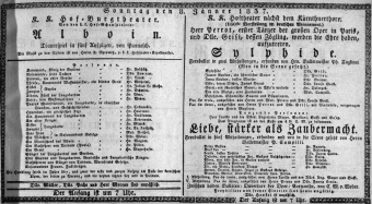 Theaterzettel (Oper und Burgtheater in Wien) 18370108 Seite: 1