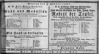 Theaterzettel (Oper und Burgtheater in Wien) 18370109 Seite: 1
