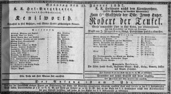 Theaterzettel (Oper und Burgtheater in Wien) 18370115 Seite: 1