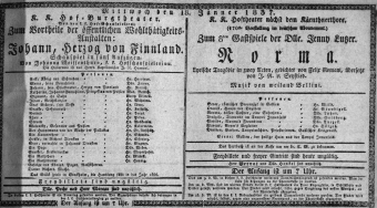 Theaterzettel (Oper und Burgtheater in Wien) 18370118 Seite: 1