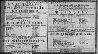 Theaterzettel (Oper und Burgtheater in Wien) 18370124 Seite: 1