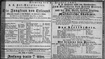 Theaterzettel (Oper und Burgtheater in Wien) 18370127 Seite: 1