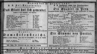 Theaterzettel (Oper und Burgtheater in Wien) 18370130 Seite: 1