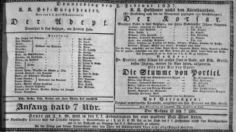 Theaterzettel (Oper und Burgtheater in Wien) 18370202 Seite: 1