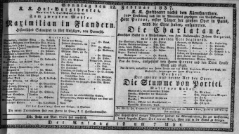 Theaterzettel (Oper und Burgtheater in Wien) 18370212 Seite: 1