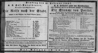 Theaterzettel (Oper und Burgtheater in Wien) 18370221 Seite: 1