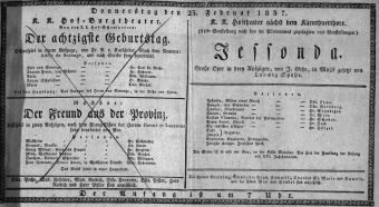 Theaterzettel (Oper und Burgtheater in Wien) 18370223 Seite: 1