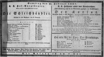 Theaterzettel (Oper und Burgtheater in Wien) 18370225 Seite: 1