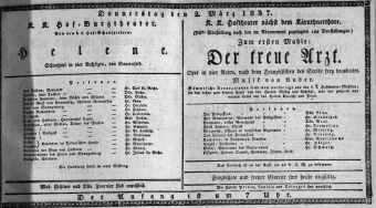 Theaterzettel (Oper und Burgtheater in Wien) 18370302 Seite: 1