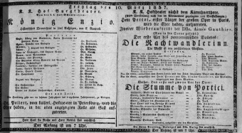 Theaterzettel (Oper und Burgtheater in Wien) 18370310 Seite: 1