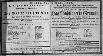 Theaterzettel (Oper und Burgtheater in Wien) 18370312 Seite: 1