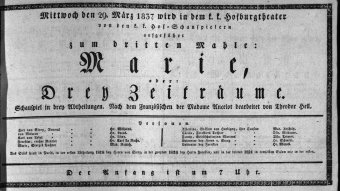 Theaterzettel (Oper und Burgtheater in Wien) 18370329 Seite: 1